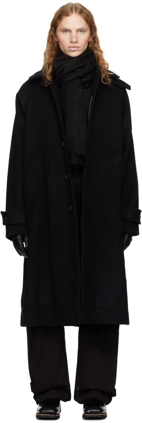 Shop Coor Black Cashmere-blend Balmacaan Coat