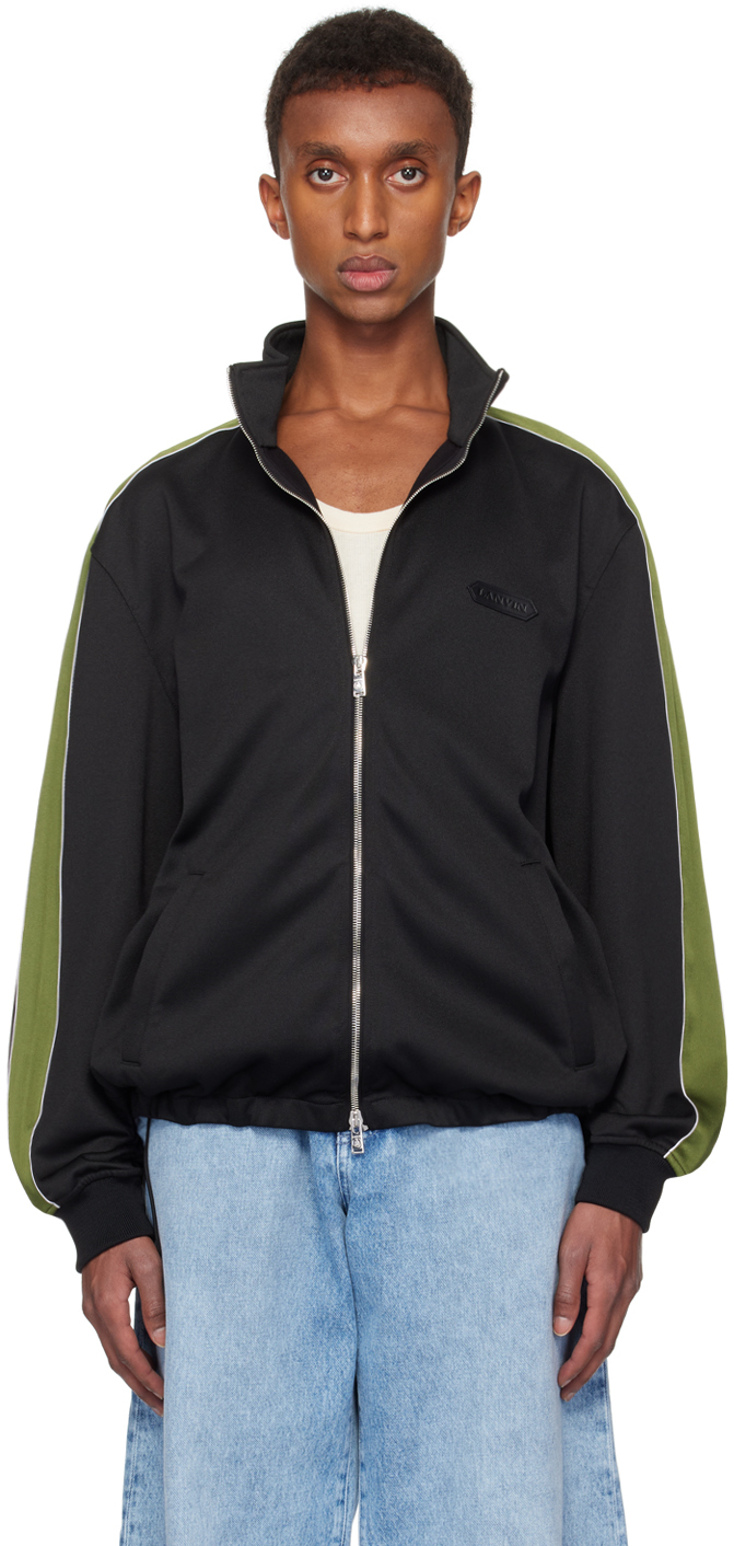 Black & Khaki Stripe Track Jacket by Lanvin on Sale