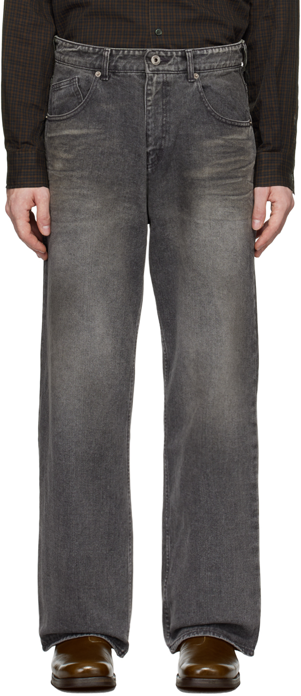 Gray Embo Washed Jeans