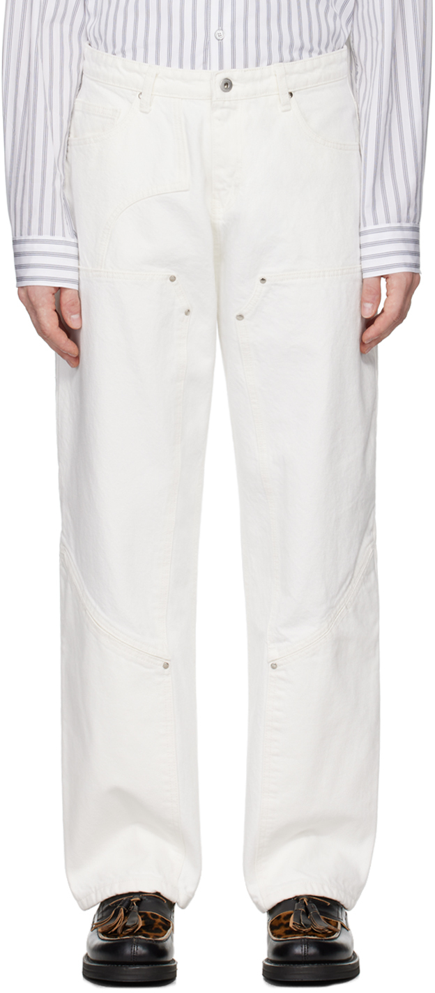 White Double Knee Work Jeans