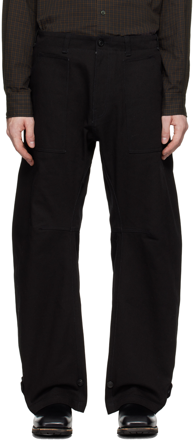 Black Curved Fatigue Trousers