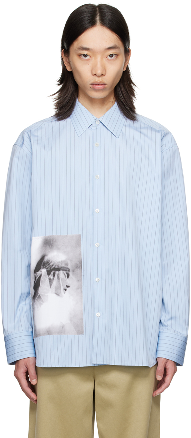 Shop Lanvin Blue Archives Print Shirt In 200 New Blue