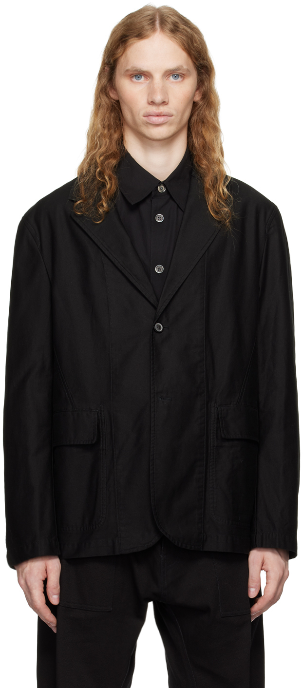 Black Garment-Washed Blazer