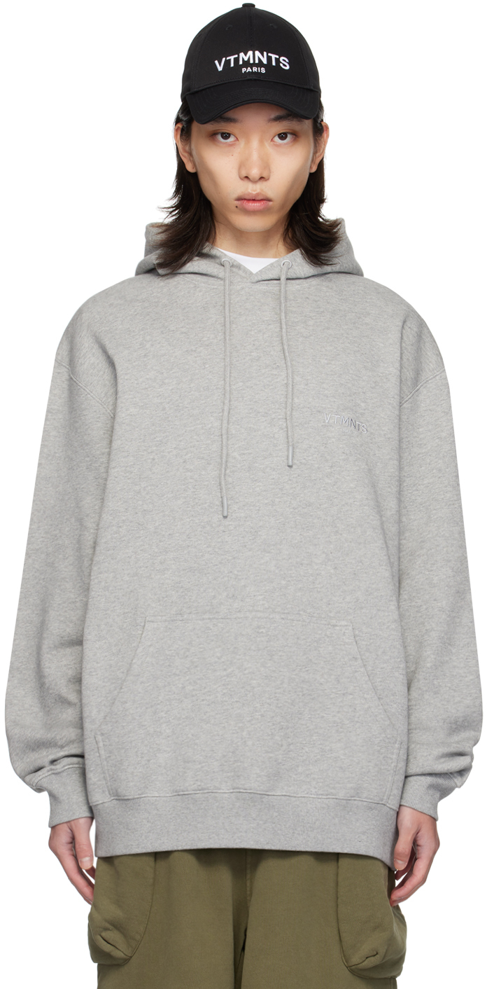 Gray Embroidered Hoodie