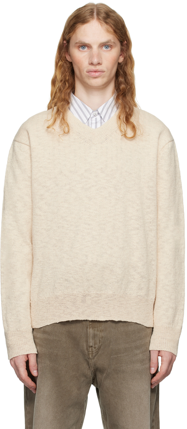 Beige V-Neck Sweater