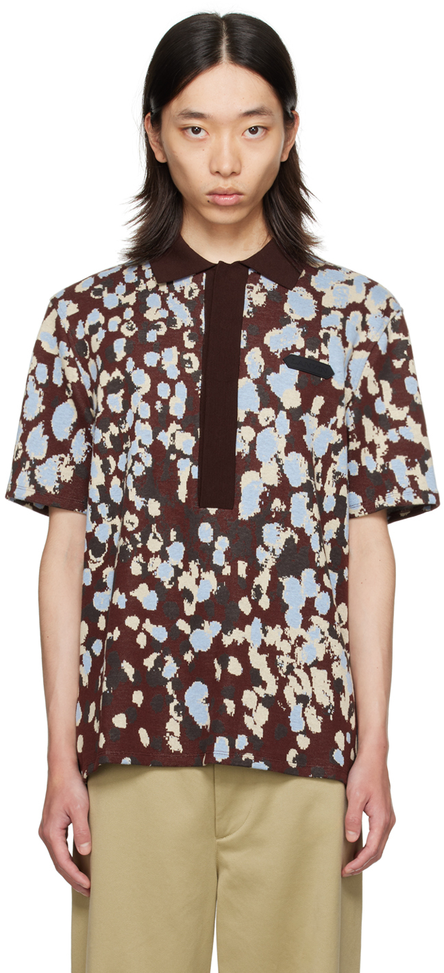 Shop Lanvin Burgundy Jacquard Polo In 39 Burgundy