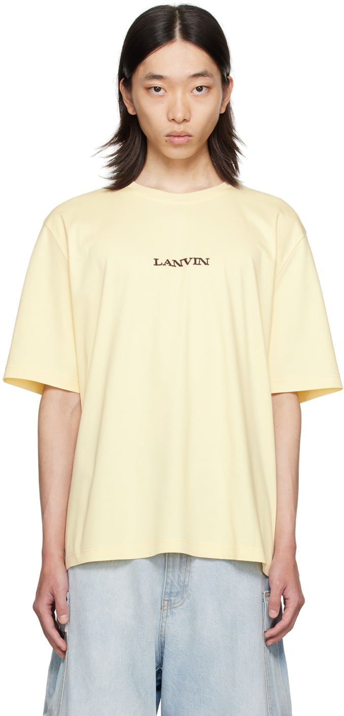 Yellow 'Lanvin' Embroidered Classic T-Shirt