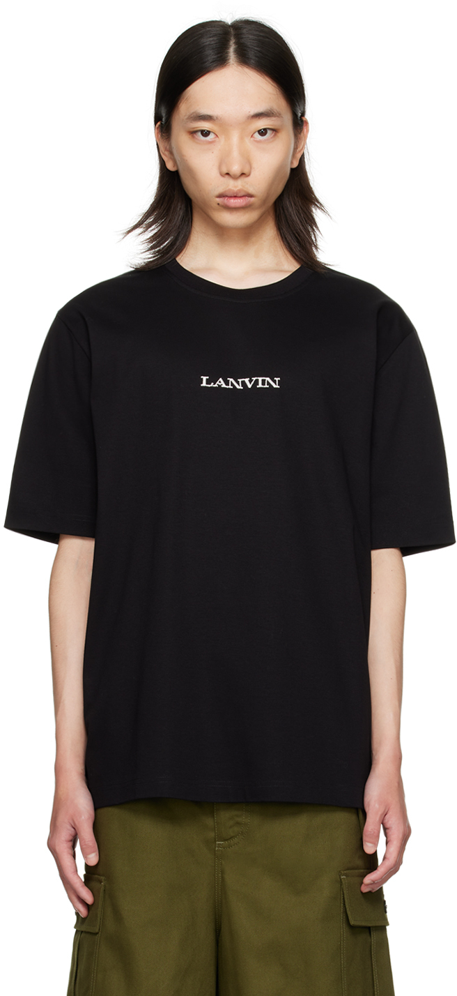 Black 'Lanvin' Embroidered Classic T-Shirt