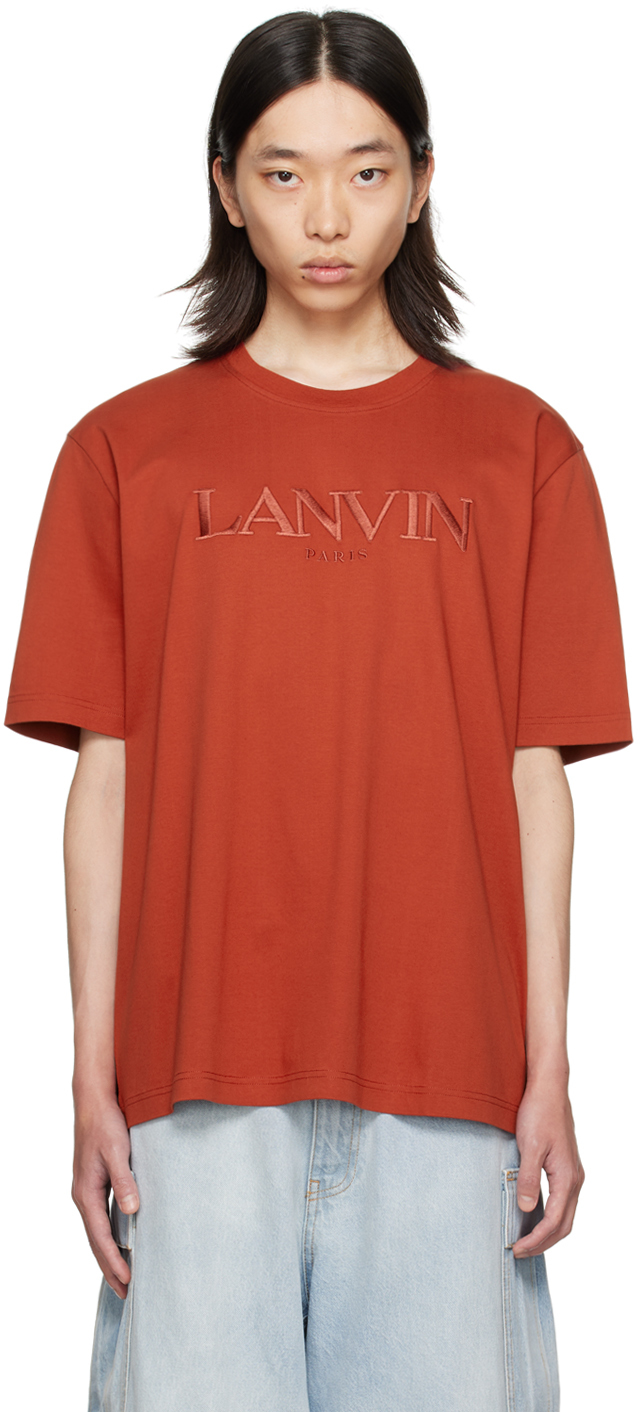 Pink Classic 'Lanvin Paris' Embroidered T-Shirt