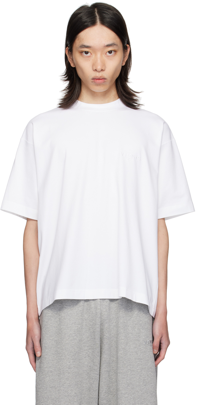 White Embroidered-Logo T-Shirt