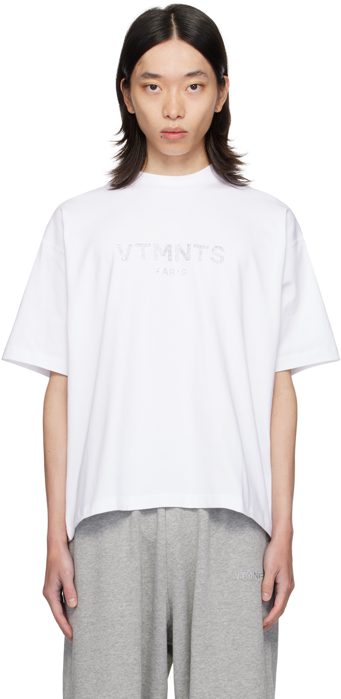 Tシャツ・カットソー VTMNTS Men T-shirt White VL14TR360P WHITE BABY PINK Buy VETEMENTS men pink t-shirt with logo for $230 online on