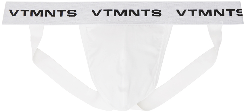 White Logo-Woven Jockstrap