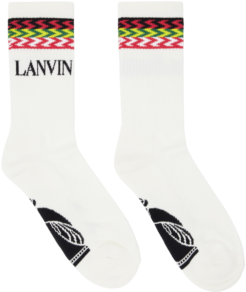 Shop Lanvin ホワイト グラフィック ソックス In 00s1 White/multicolo