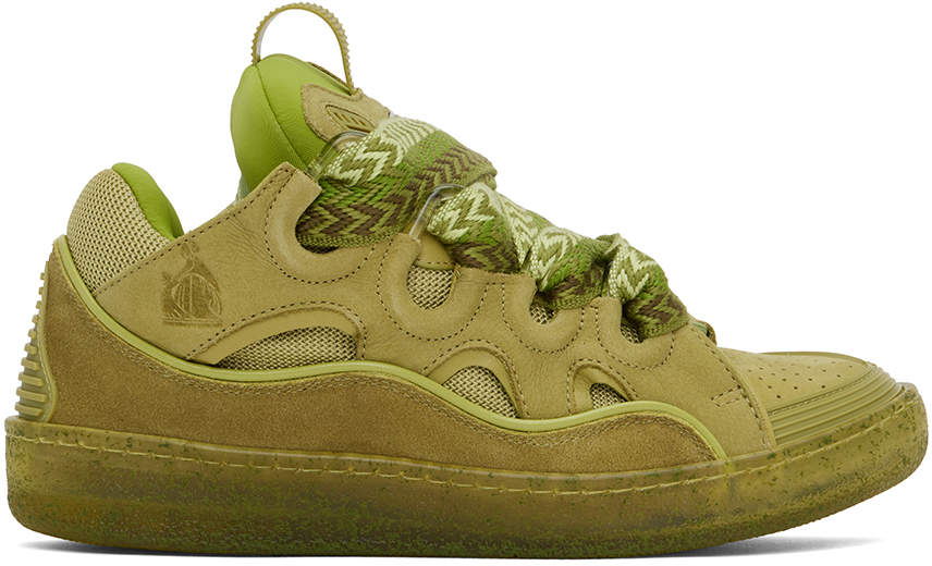 Green Leather Curb Sneakers
