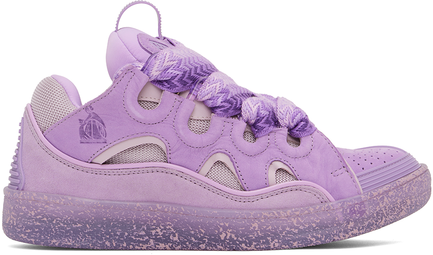 Shop Lanvin Purple Leather Curb Sneakers In 761 Lilac