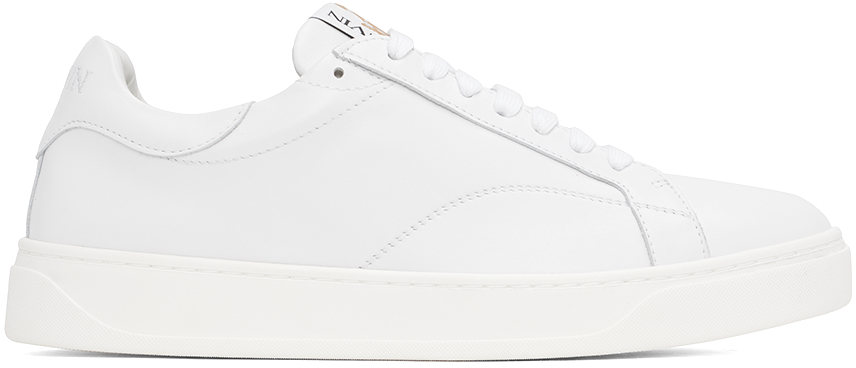 Shop Lanvin White Leather Ddb0 Sneakers In 0000 White/white