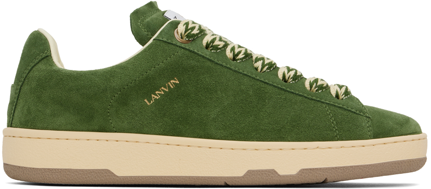 Shop Lanvin Green Suede Curb Lite Sneakers In 44 Dark Green