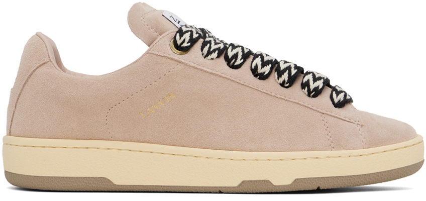 Pink Suede Curb Lite Sneakers by Lanvin on Sale