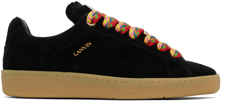 Black Suede Curb Lite Sneakers by Lanvin on Sale