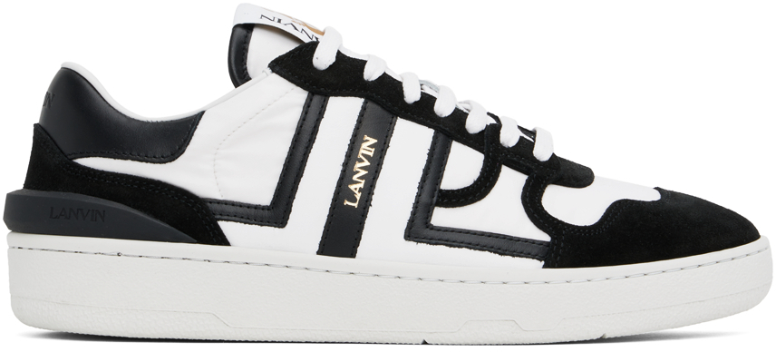 Shop Lanvin White & Black Clay Mesh Sneakers In 0110 Optic White/bla