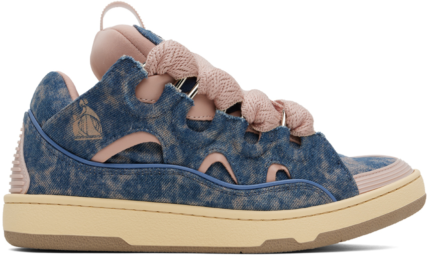 LANVIN SSENSE EXCLUSIVE BLUE & PINK CURB DENIM SNEAKERS 