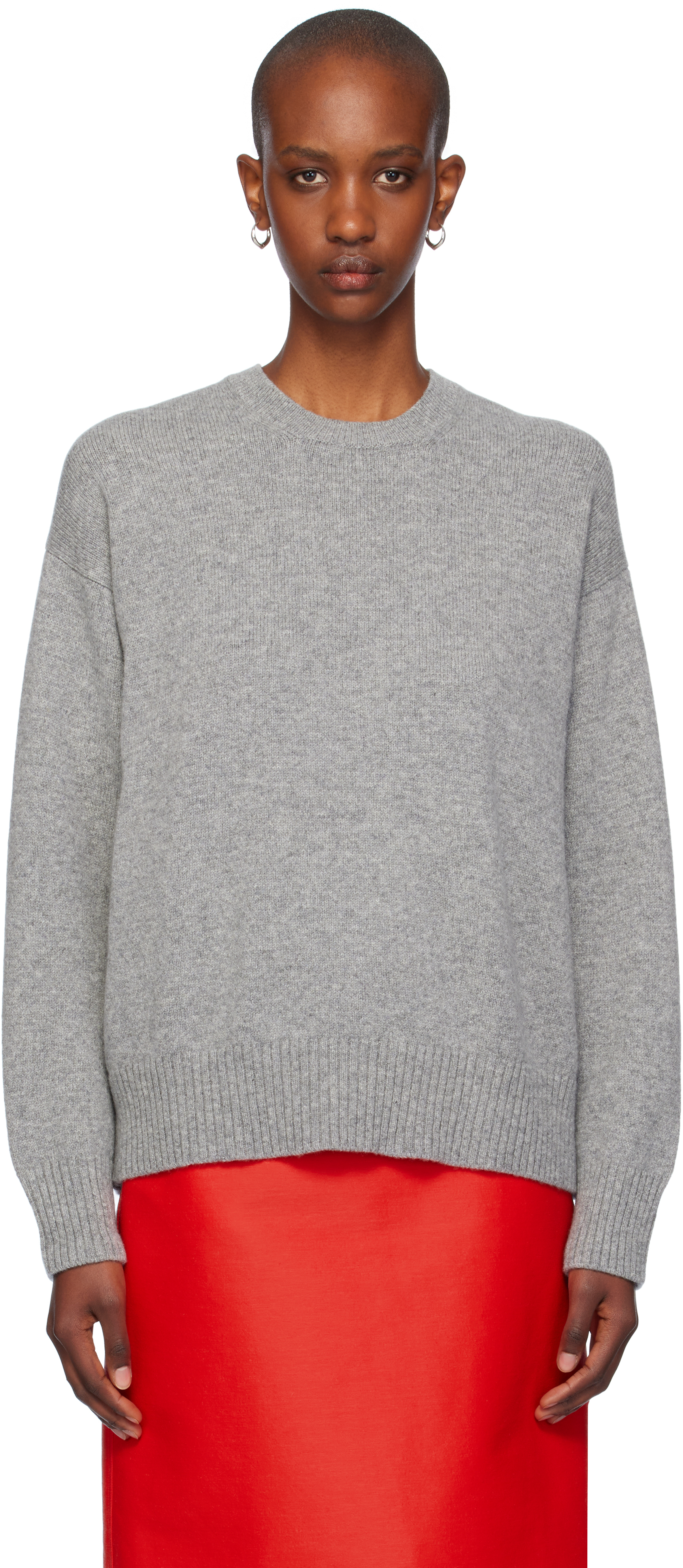 Shop And-daughter Gray Innes Slouch Crewneck Sweater In Flannel Grey