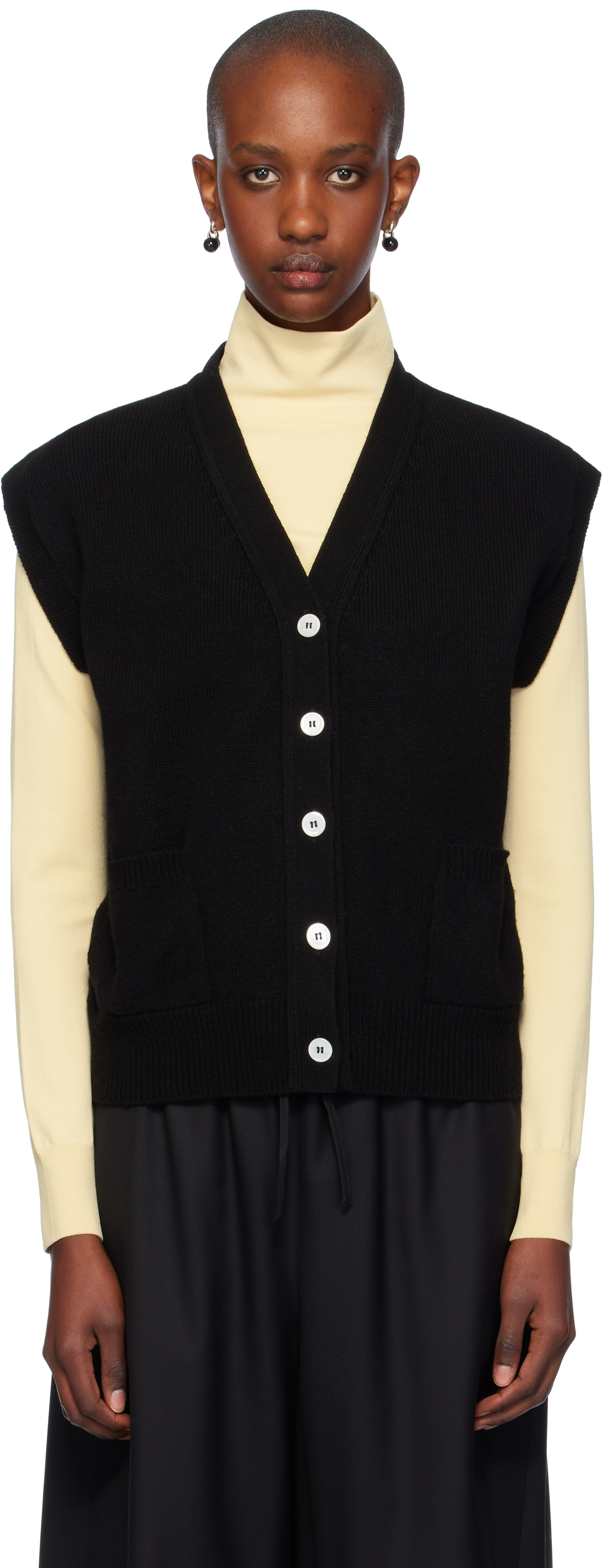 Daughter &Daughter Black Wexford Waistcoat Cardigan