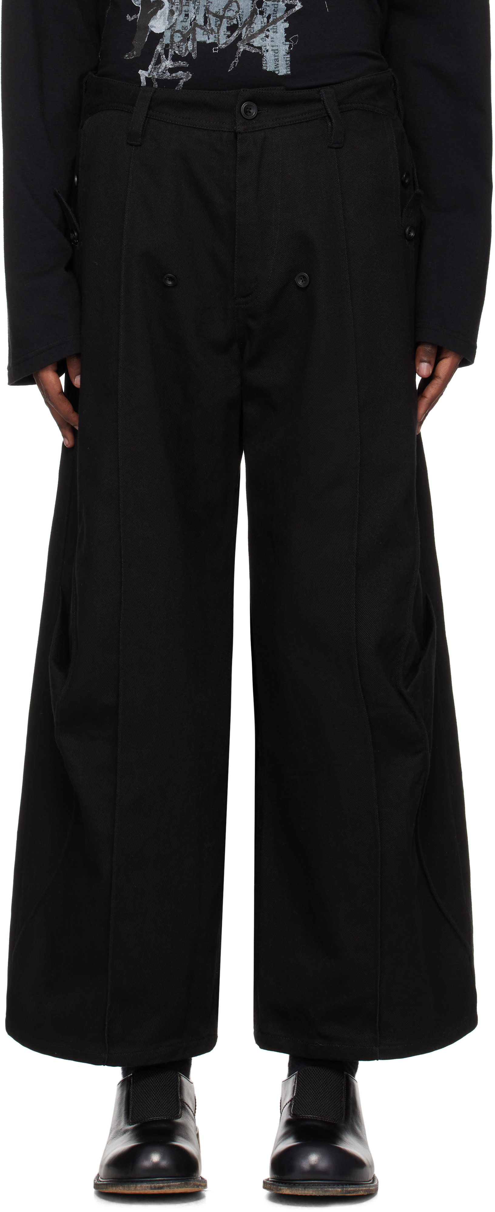 Shop Professor.e Black Shapeshifter Wide Jeans