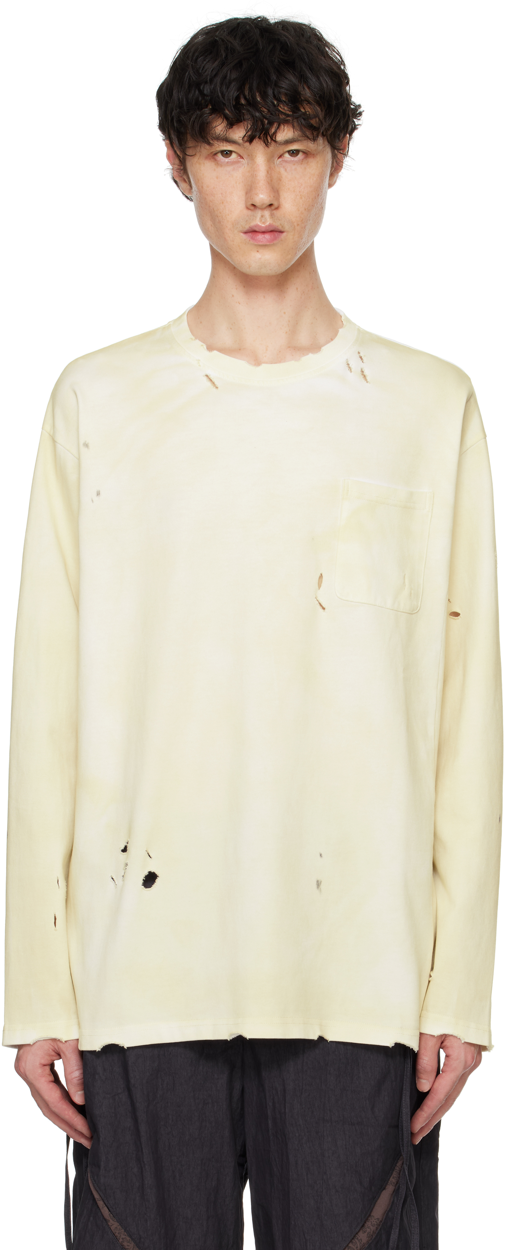 Shop Professor.e Beige Destroyed T-shirt In Dusty Beige