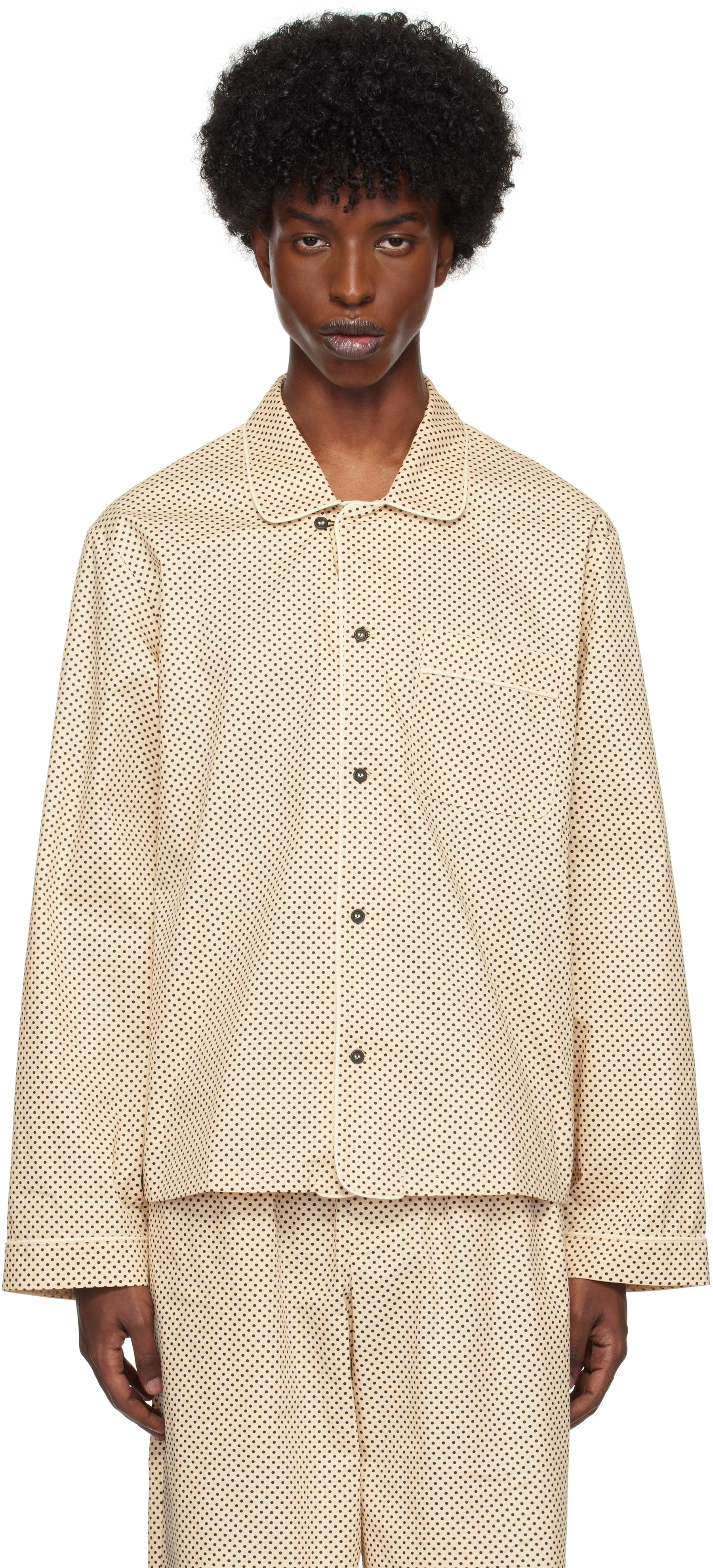 Beige Polka Miles Pyjama Shirt