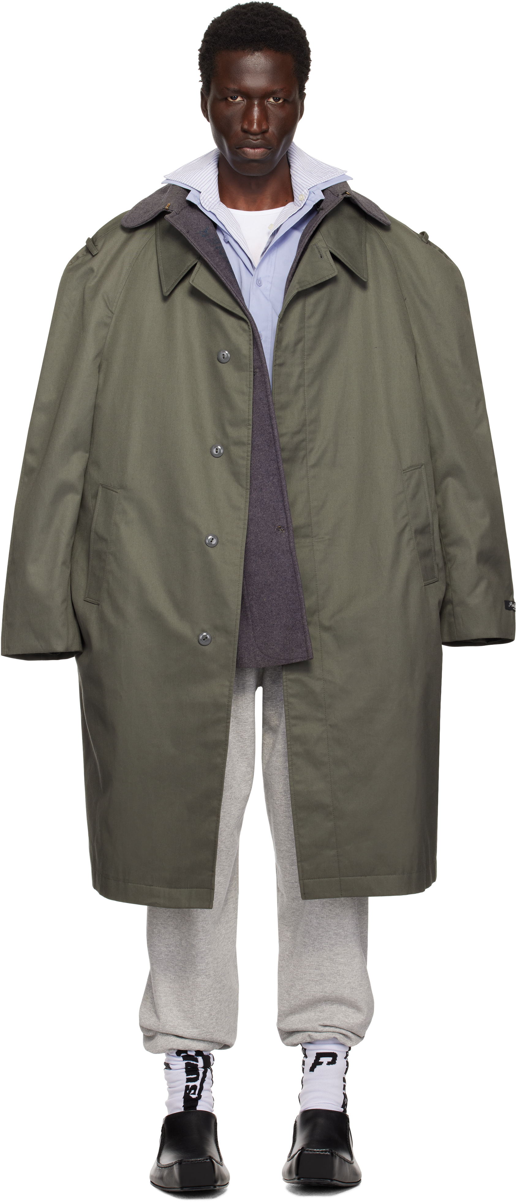 Khaki Cut Up Trench Coat by Prototypes on Sale
