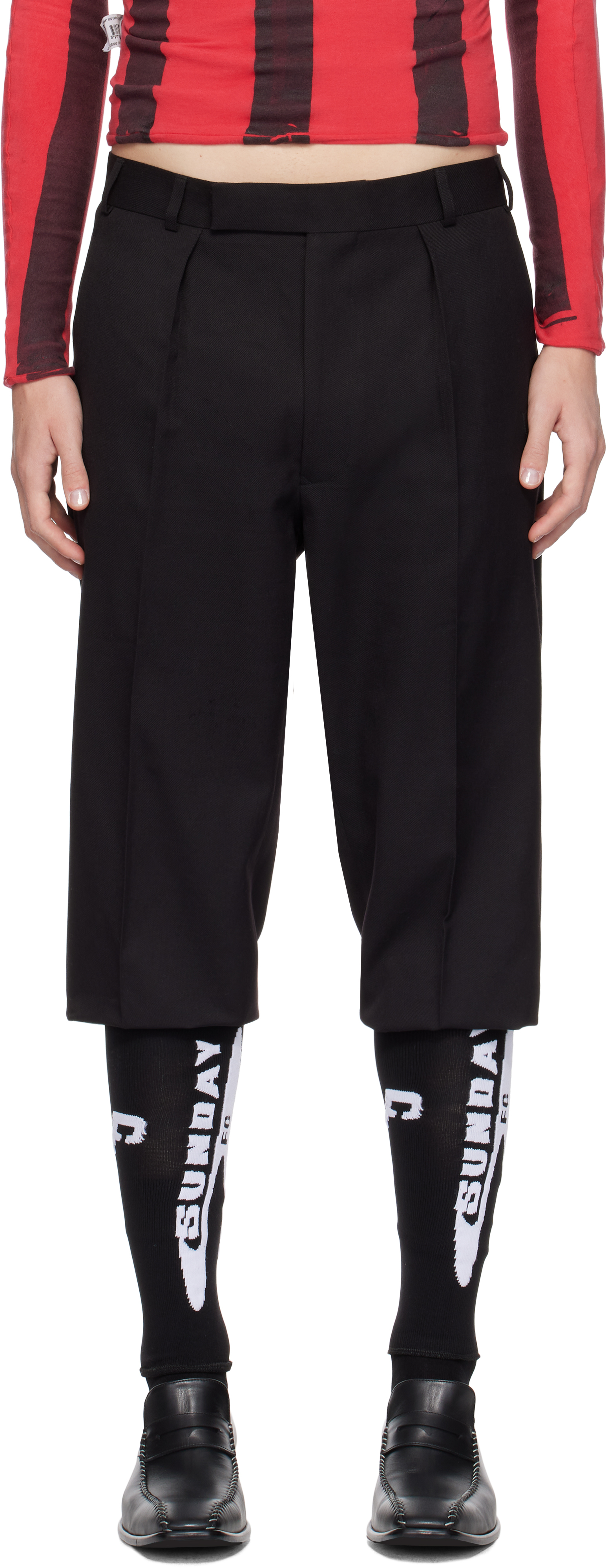 Shop Prototypes Black Tailored Sock Stirrup Trousers In Wool Black