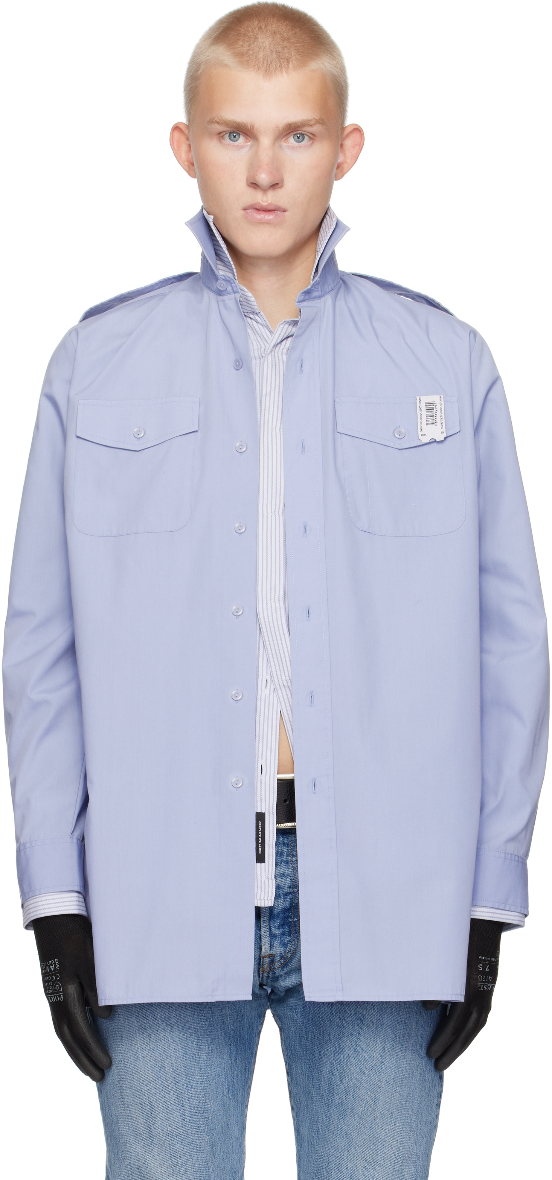 Blue & White Double Reversible Shirt by Prototypes on Sale