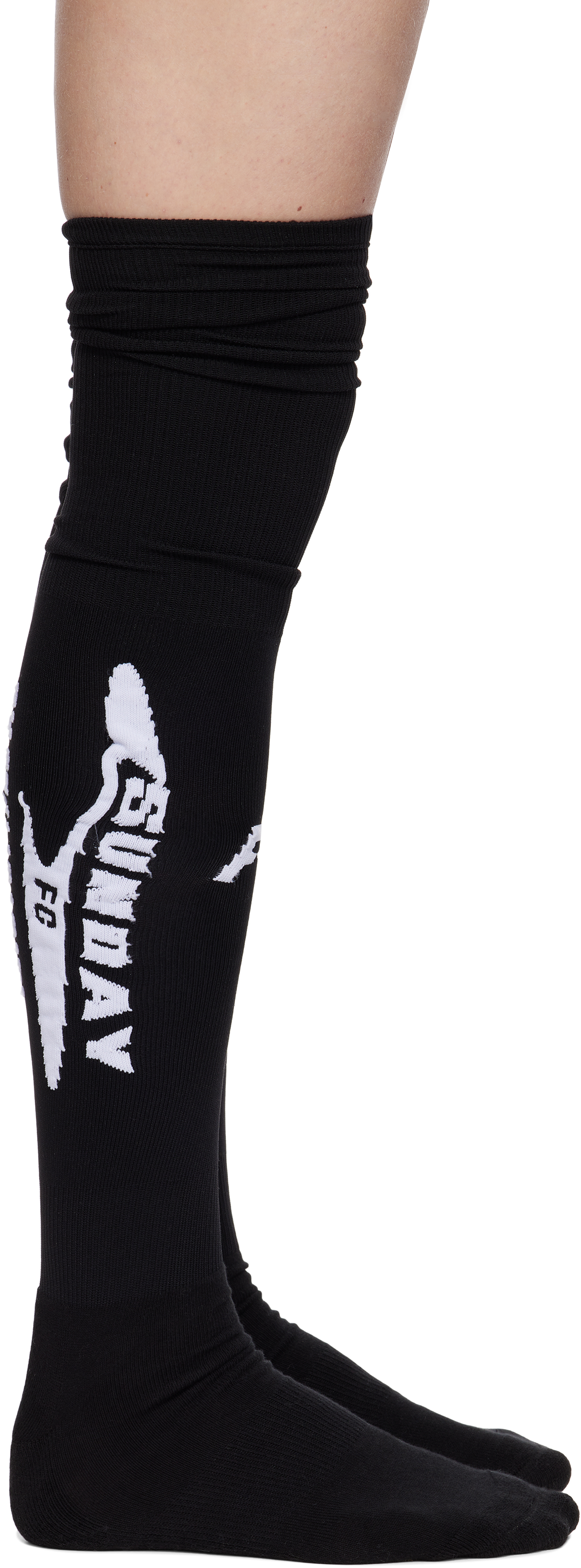 Black Overknee Football Socks