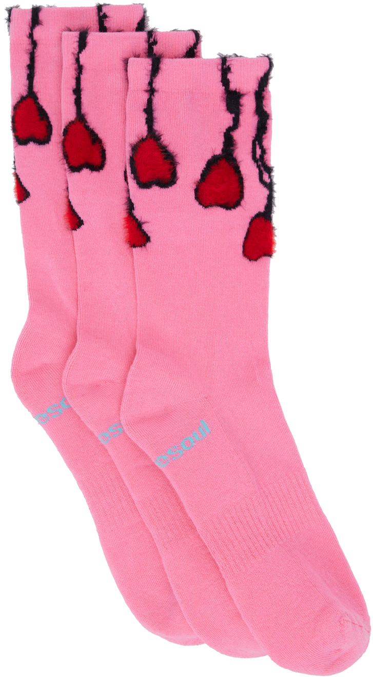 Shop Doublesoul Three-pack Pink Gaetano Pesce Socks