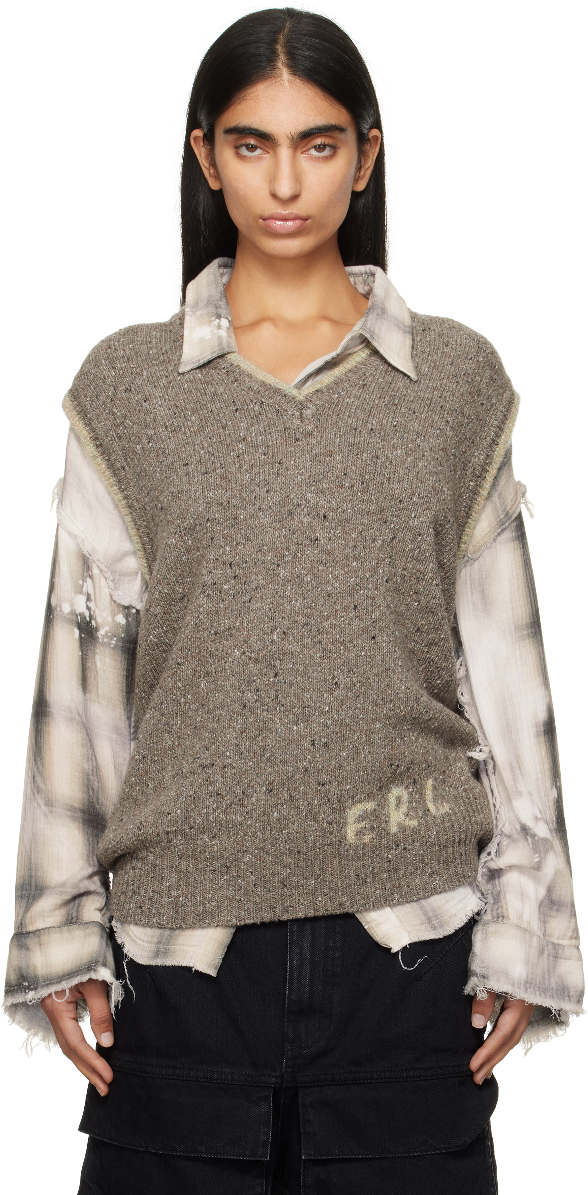 Shop Erl Gray '' Knit Vest In 2 Grey