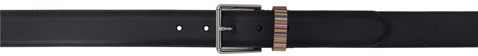 Paul Smith Black Signature Stripe Keeper Belt In 79 Blacks