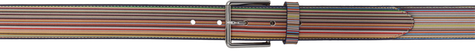 Paul Smith Multicolor Embossed Signature Stripe Leather Belt In 92 Multicolour