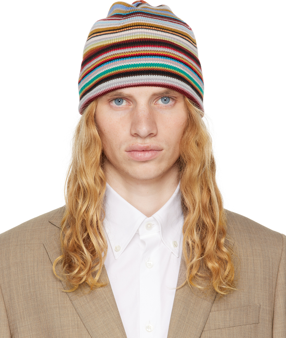 Shop Paul Smith マルチカラー シグネチャー ストライプ ビーニー In 92