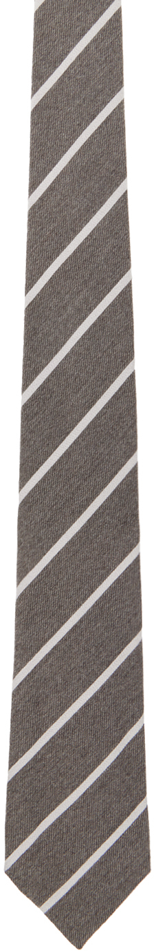 Gray & White Diagonal Stripe Tie