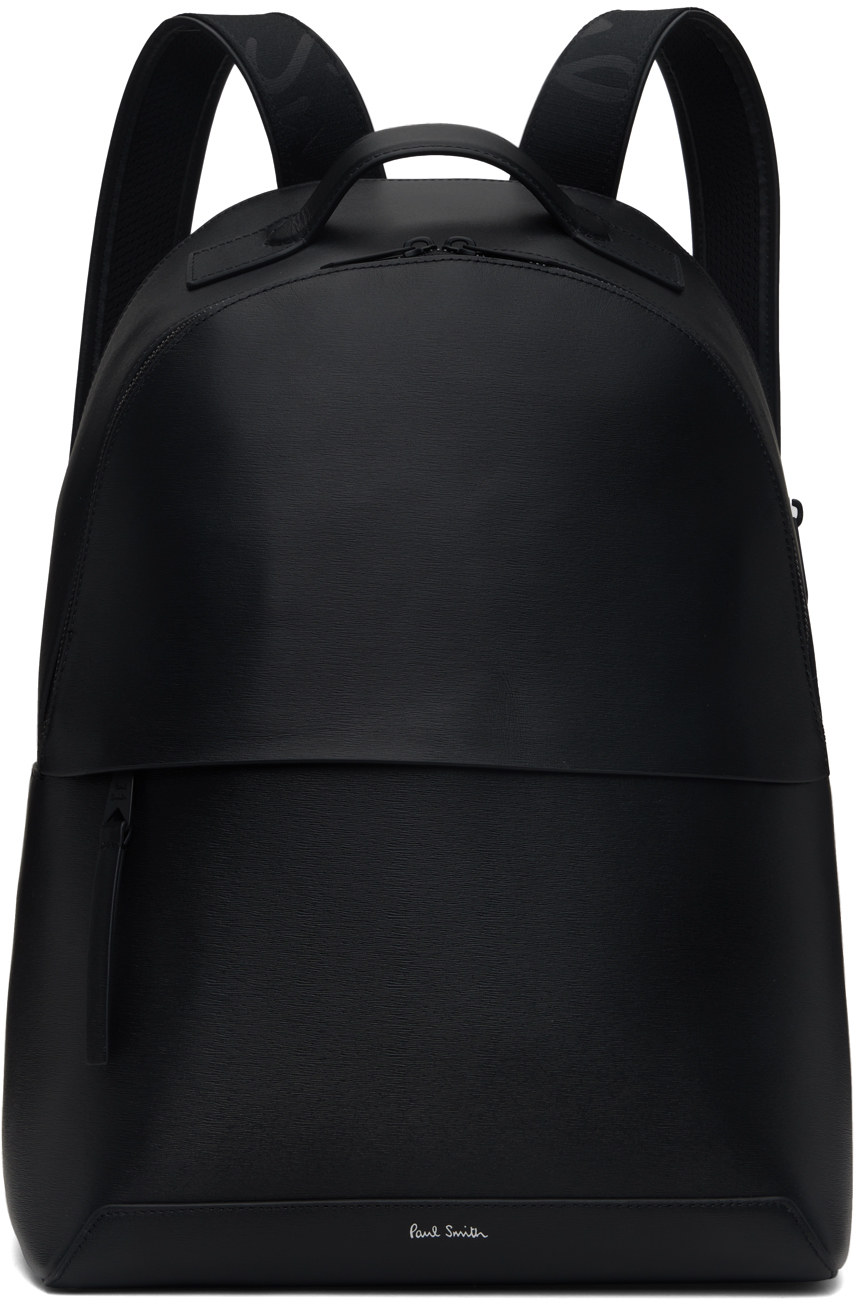 Black Embossed Leather Backpack