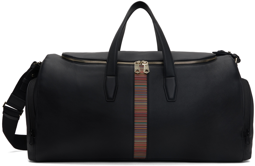 Black Signature Stripe Holdall Duffle Bag