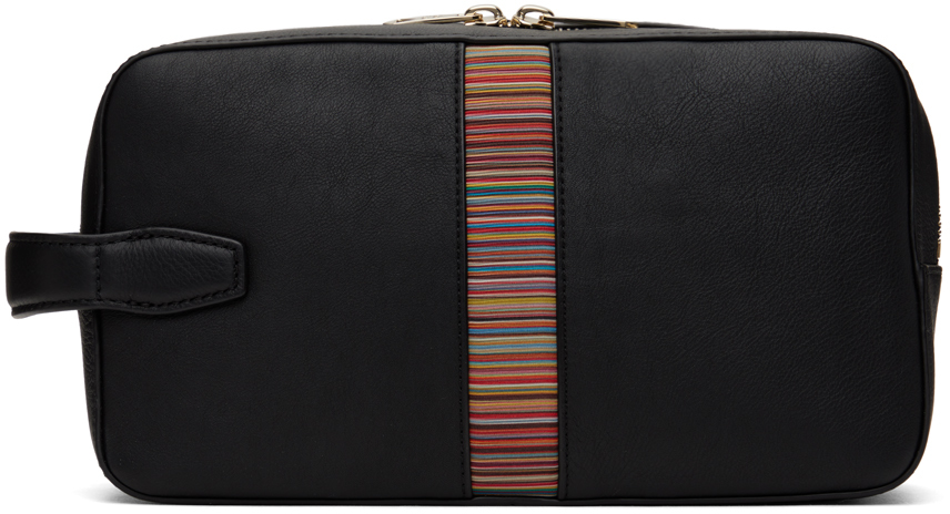 Black Signature Stripe Wash Bag