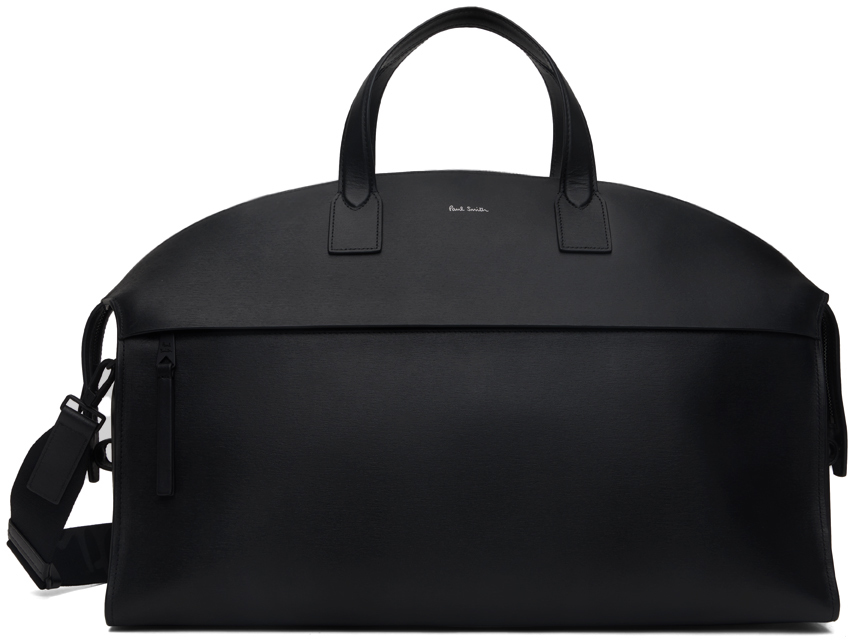 Black Grained Leather Holdall Duffle Bag