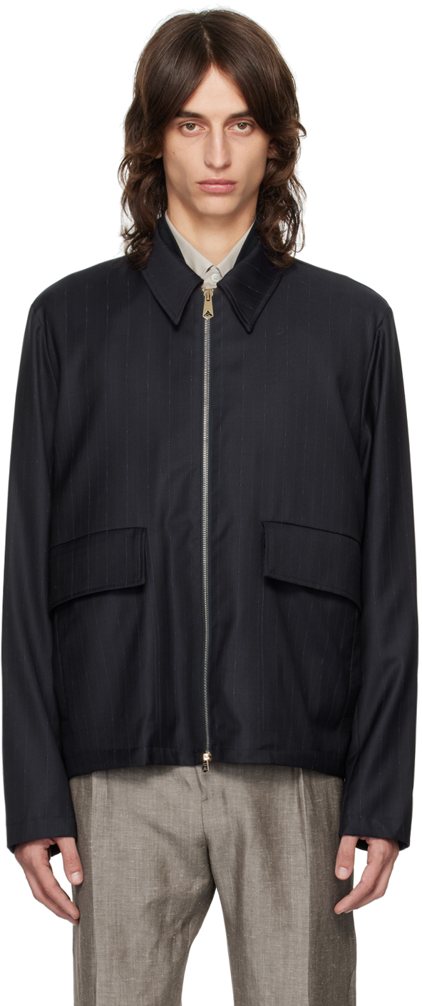 Shop Paul Smith Navy Spread Collar Jacket In 49 Blues