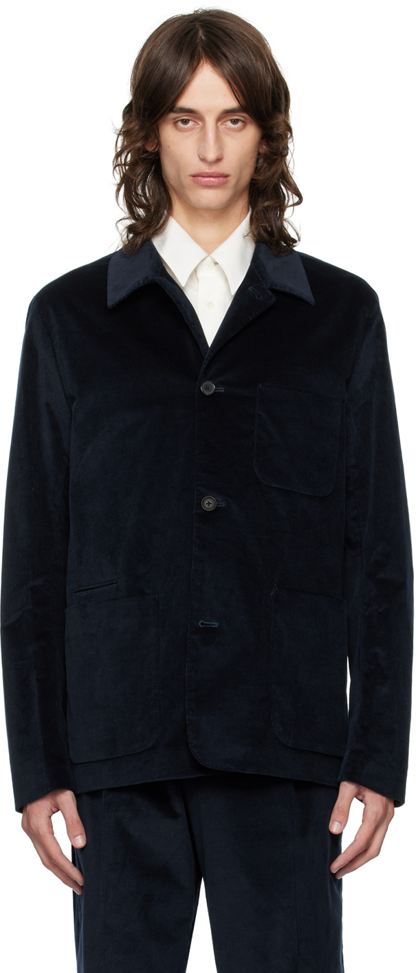 Shop Paul Smith Navy Spread Collar Blazer In 47 Blues