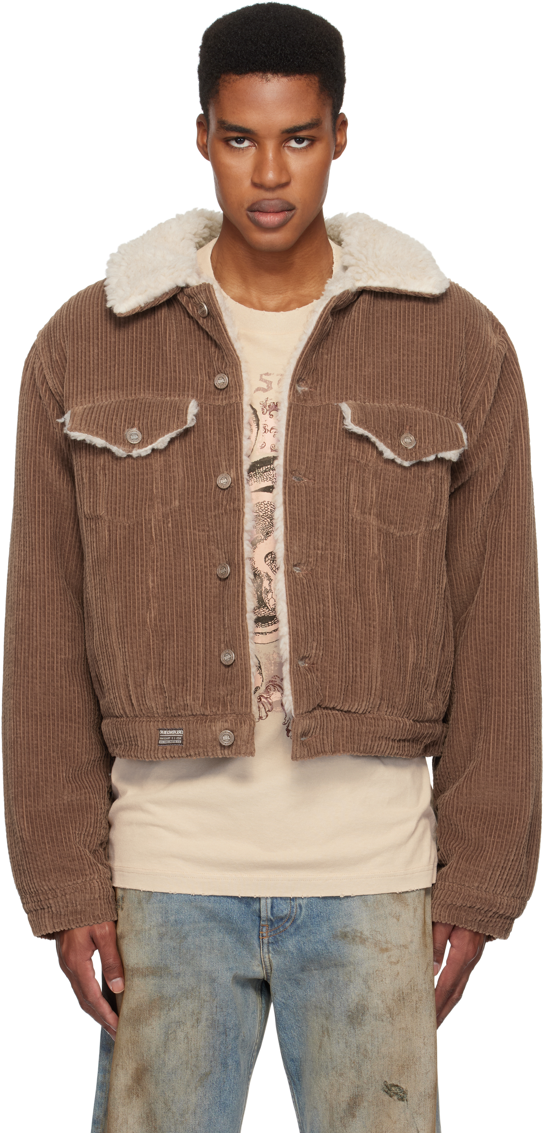 Brown Sherpa Corduroy Trucker Jacket