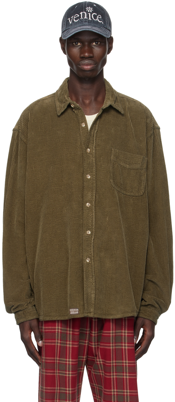 Shop Erl Brown Corduroy Shirt