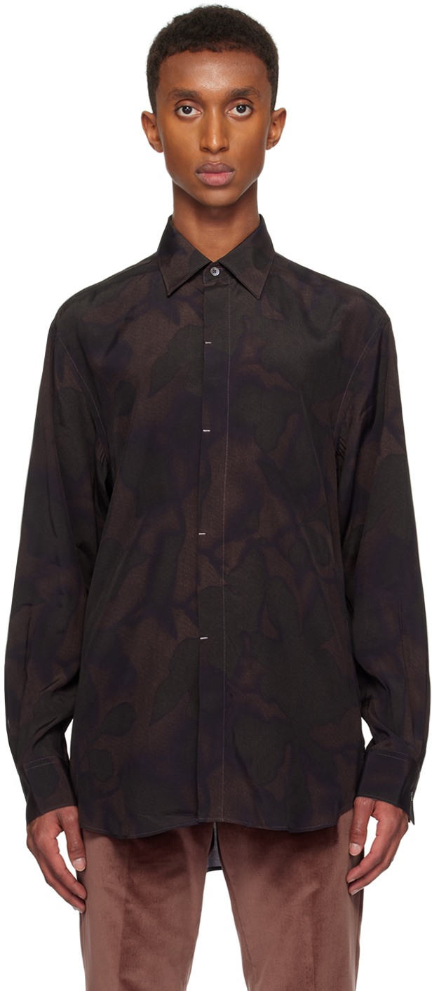 Brown Photogram Leaves Shirt