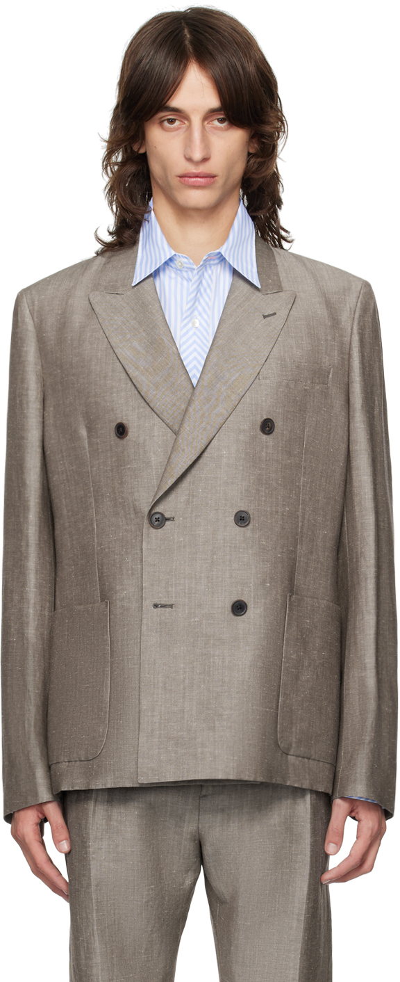 Shop Paul Smith Brown Double-breasted Blazer In 61 Browns